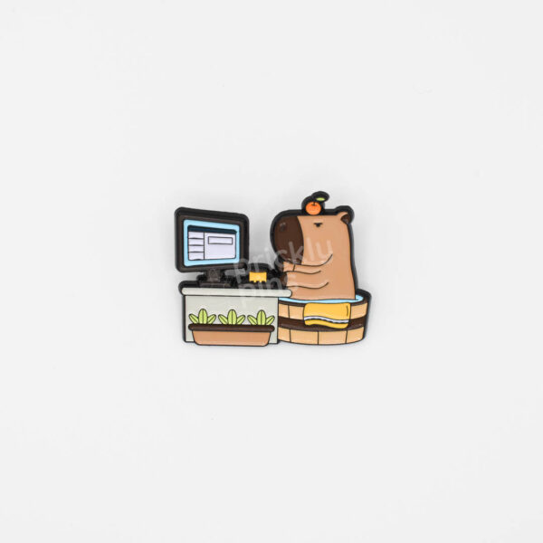 capybara at work pin size scale
