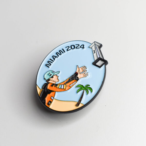 lando miami pin close up side view